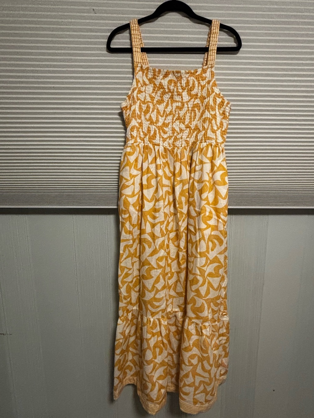Marine Layer White and Mustard Printed Maxi Dress